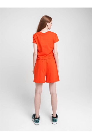 Kız Çocuk Güneş Baskılı Kısa Tshirt-12690 Turuncu