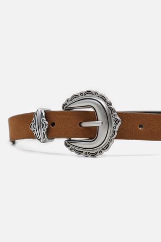 Akswsuar Vintage Tokalı Süet Kemer Camel