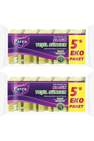 Klasik Yeşil Sünger Oluklu 5'li Paket İkili Set