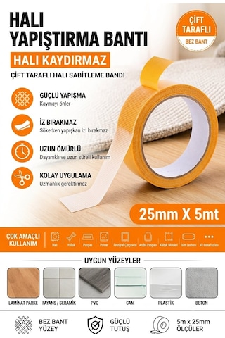 5 Metre Halı Kaydırmaz Bant Çift Taraflı Dokuma Teknoloji Süper Güçlü Çerçeve Taşıyıcı Bant