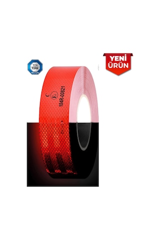 Reflektiv Petekli Fosfor Bant, Belgeli 5.5cm X 50m - Kırmızı 6056