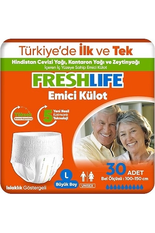 Freshlife Emici Külot Large Beden Büyük Boy Hasta Bezi 30 Adet 1 Paket L