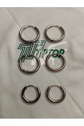 Tiptop/ Gümüş Renk 6'lı Küpe - Gümüş Renk 6'lı Halka Küpe Set Gümüş