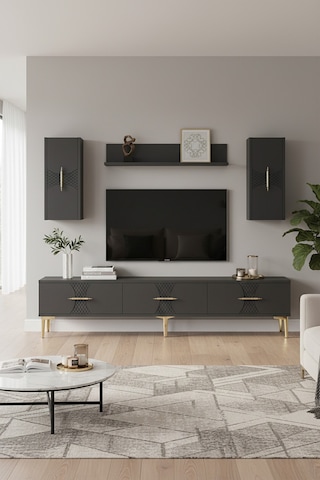 Tvr1832ag Slim Tv Ünitesi Takımı Antrasit-gold 180cm