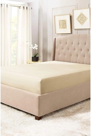 Altın Karma Jersey Penye Pamuklu 180x200 Cm Çift Kişilik Lastikli Çarşaf Krem Krem