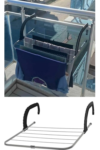 Perilla Doğrular Petek Üstü Çamaşır Kurutmalık - Balkon Kurutmalık Askısı Siyah