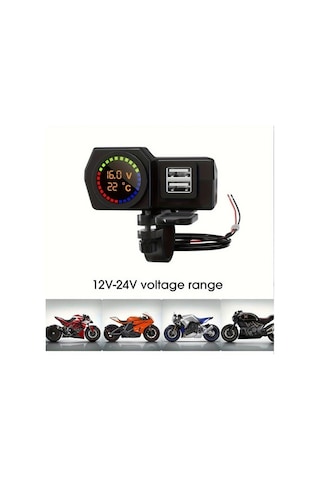 Pazly 1 Bilgisayar 3 Motosiklet Şarj Cihazı Dijital Ekran Çift Usb Araç Şarj Aleti 5v3a İphone Huawei İçin