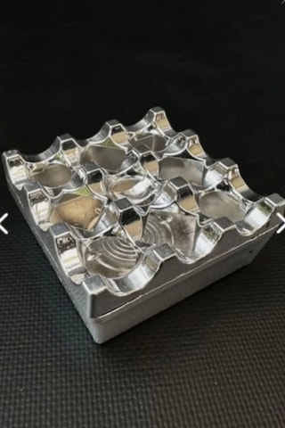 Rotanev Krom Izgaralı Döküm Küllük Kapaklı Kül Tablası Delikli Metal Kare Küllük