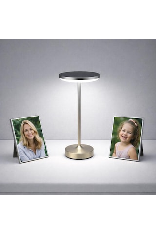 Led Dimli 3 Renk Dekoratif Masa Lambası Dokunmatik Şarj Edilebilir Type-c 28cm Çok Renkli