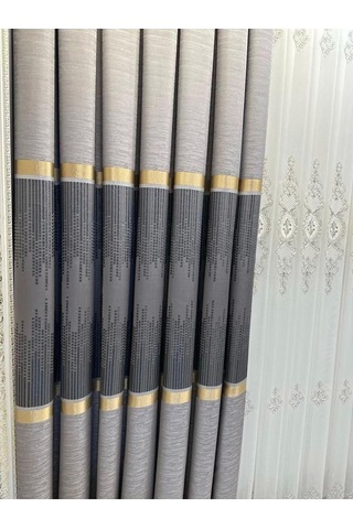 Lexroo Amasra Ft614164 V-5403 Gri 1/3 Sık Pileli Fon Perde Apm
