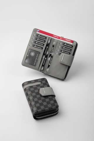 Cengiz Pakel Monogram Kadın Orta Boy Cüzdan 65256Mp Siyah-Gri-Siyah