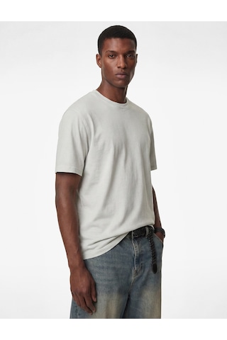 Koton Regular Fit Viskon Karışımlı Kısa Kollu Bisiklet Yaka Basic Tişört Gri 6sam10476mk