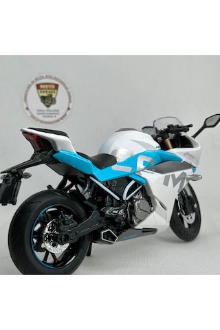 Cfmoto 250sr 1:12 Sesli Işıklı Diecast Motosiklet Modeli - Beyaz Mavi