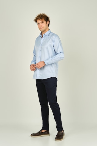 Figs Erkek Slim Fit Uzun Kollu Pamuklu Parlak Kumaş Gömlek 0013 Açık Mavi Açık Mavi