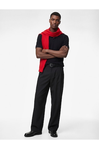 Koton Regular Fit Kısa Kollu Pamuklu Fitilli Polo Yaka Tişört Siyah 6sam10069mk