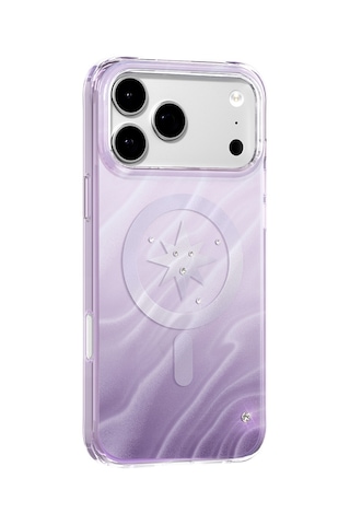 İphone 18 Pro Max Kılıf M-safeli Orjinal Swarovski Taşlı Zore Paris Rovix Sert Pc Kapak Açık Mor