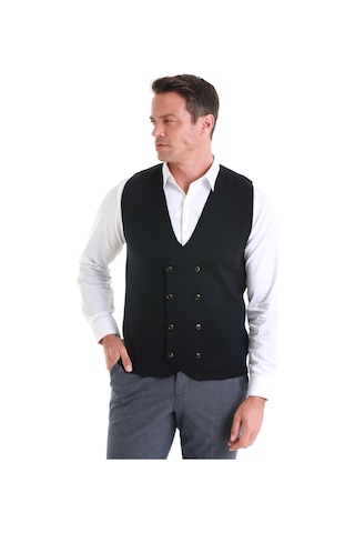 Hatemoğlu Lacivert Regular Fit Düz Kruvaze Triko Yelek 34171023a001 005