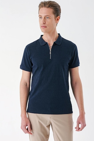 Efor Slim Fit Fermuarlı Polo Yaka %100 Pamuk Lacivert Tişört Ts 877 Lacivert