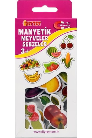 +3 Yaş Manyetik Meyveler Ve Sebzeler 26 Parça (Diytoy)