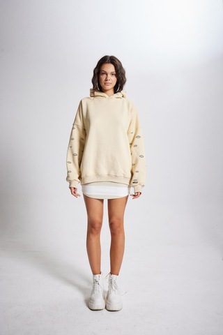 Holly Lolly Oversize Kapüşonlu Unisex Eye Sweat Bej
