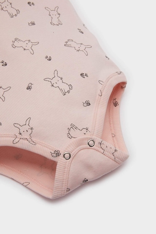 DeFacto Kız Bebek 2'li Takım Desenli Fitilli Kaşkorse Kısa Kollu Çıtçıtlı Body Beli Lastikli Şort E8240A525SMPN300 Pembe
