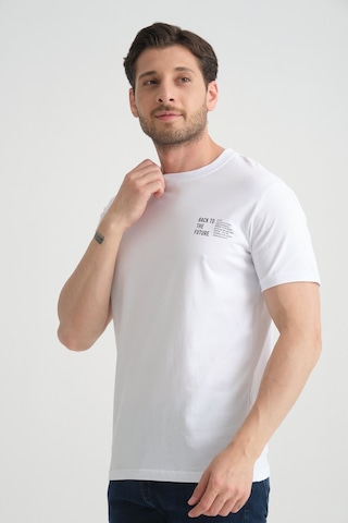 Shooter Sportwear Shooter Erkek Pamuklu T-shirt Premium Kalite Minimal Tasarım Regular Kalıp Beyaz