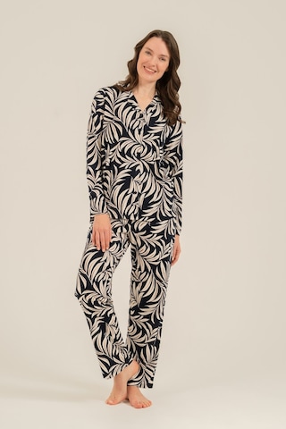 Arnetta Kadın Lacivert Çiçek Desenli Gömlek Pijama Takımı Ar3739-s-v1 Ar3739-s-v1