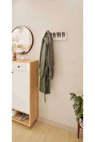 Dekoratif Piyano Elbise Askılığı 15x38 Cm 10 Tuşlu Ahşap Askıl... Beyaz - Siyah