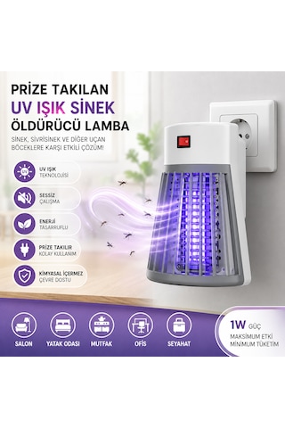 Uv Işık Sinek Öldürücü Lamba - Priza Takılan Sinek Kovucu Gece Lambası Sivrisinek Karşıtı Cihaz