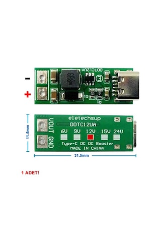 Type C Usb 5v To 12v Boost Modül 9w Dc Voltaj Yükseltici Taşınabilir Minik Güç Kaynağı Step Up Kamera Modem Arab 10"