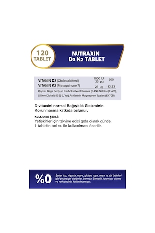 Nutraxin Vitamin D3 K2 120 Tablet