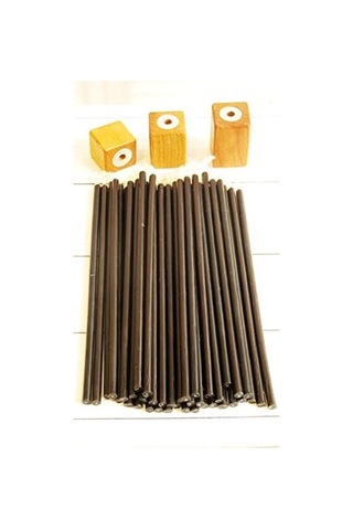 50 Adet Mum Ve 3 Adet Özel Dizayn Ahşap Mumluk Dilek Mumu Petek Mum Tören Parti Doğum Günü Beeswax Candle Siyah Siyah