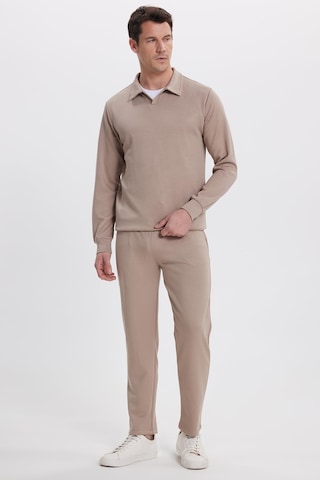 Tudors Erkek Slim Fit Dar Kesim Beli Bağcıklı 3 Cepli Geniş Paça Koyu Vizon Eşofman Altı-41914 Vizon