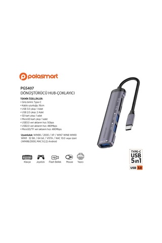 Polosmart PGS407 Dönüştürücü Hub-Çoklayıcı