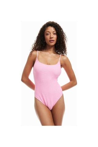 Koton Dokulu Mayo Slim Fit U Yaka İnce Askılı Pembe 4sak20113mm Gül