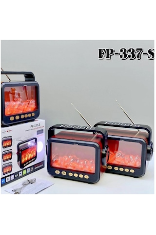 Solar Panelli Şömine Nostaljik Görünümlü Bluetooth Hoparlör Ve Fenerli Mp3 Çalar Radyo Müzik Kutusu