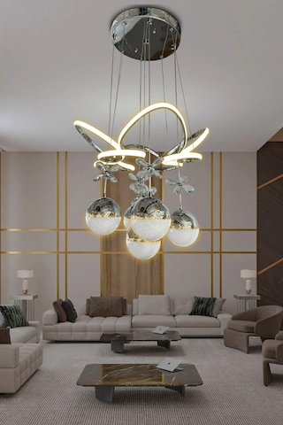 Kral Tacı 5 Top Modern Sarkıt Led Avize Çok Renkli