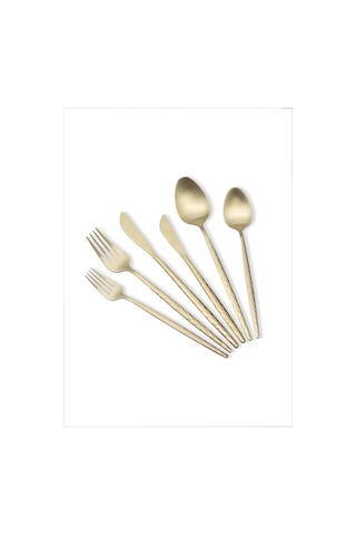 The Mia Shiny Çatal Kaşık Bıçak Takımı Mat Gold 36 Parça Gold