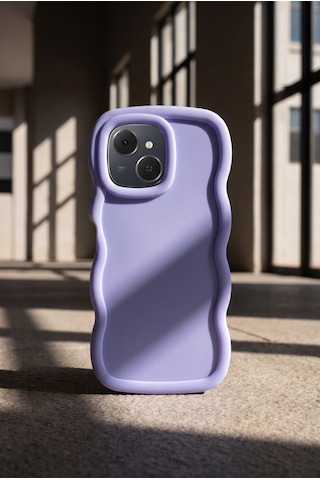 Tecno Spark 40c / Pop 10 Pro Uyumlu Dalgalı Tasarım Kamera Korumalı Mat Silikon Telefon Kılıfı-54221 Mor