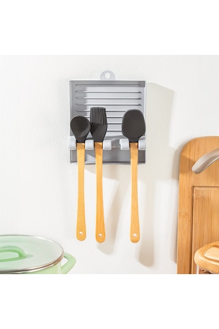 Porsima Org-85-1 Kaşık Ve Kapak Tutucu Kaşık Kepçe Altlığı Gri