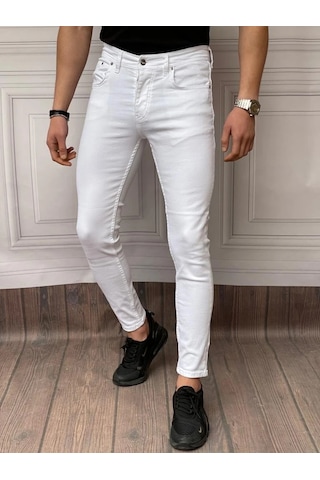 Modefendi Skinyfit Yüksek Kalite Likralı Kot Pantolon Beyaz