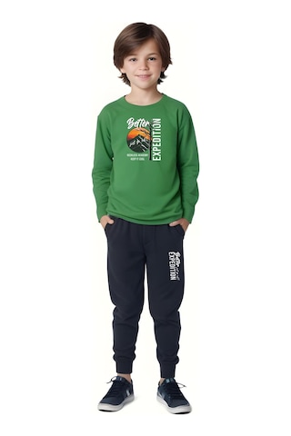 3'lü Erkek Çocuk Baskı Detaylı Sıfır Yaka Alt-üst Takım Çok Renkli