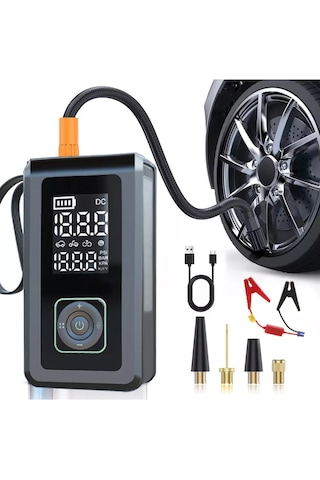 Şarjlı Pompa, Akü Takviyesi, Fener, Powerbank Özellikli, Taşınabi