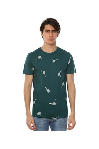 Jack & Jones John Frank Erkek Dijital Baskılı T Shirt Jftef23-tennıs SİYAH