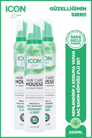 Icon Saç Bakım Köpüğü Rosemary & Mınt 3'lü Set