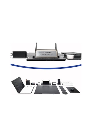 Arena Kişiye Isimlikli Siyah Deri Sümen Takımı 11 Parça