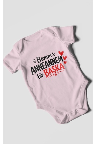 Morivokids Anneannem Bir Başka Kısa Kollu Bebek Body %100 Pamuk Bebe Pembe