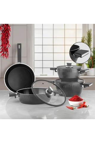 Lines L5090 İndüksiyonlu-bioseramik Kristal 7 Parça Tencere Seti