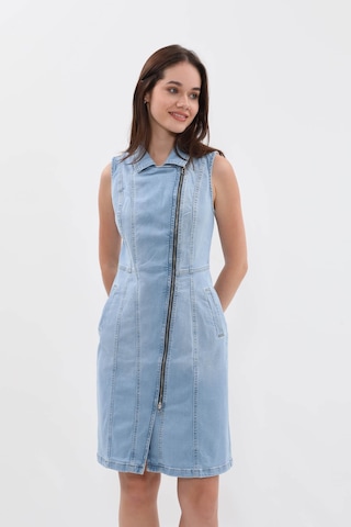 Banny Jeans Kadın Açık Mavi Fermuarlı Jean Elbise Açık Mavi