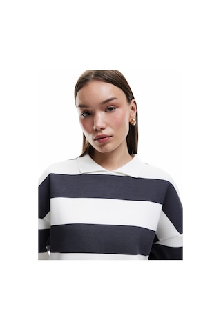 Koton Çizgili Oversize Şardonlu Polo Yaka Sweatshirt Antrasit Çizgili 6wal10247ık Antrasit Çizgili